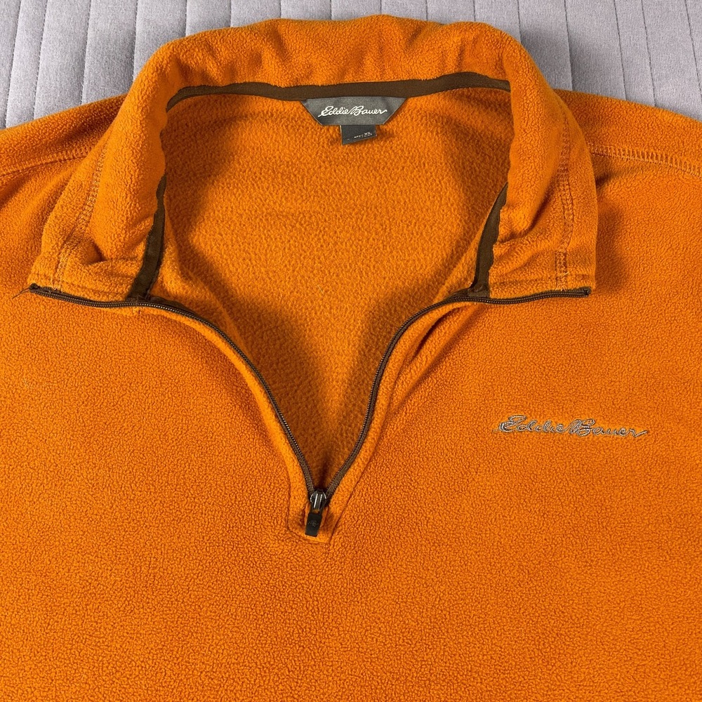 Eddie Bauer Fleece Pullover Mens XL Orange 1/4 Zip Lightweight Outdoor - Picture 6 of 12